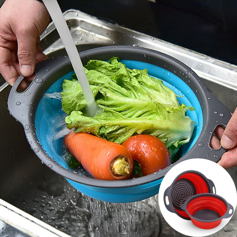 Kitchen Gadgets Store - Collapsible Silicone Strainer With Handle-Food Grade