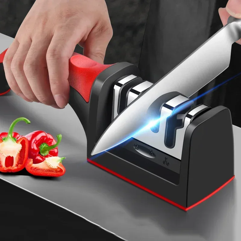 Kitchen Gadgets Needed - 3 Segment Knife Sharpener Kitchen Multifunctional