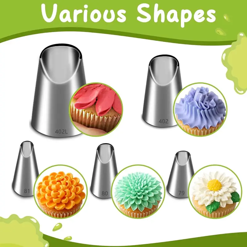 Kitchen Gadgets Oxo - 5PCS Stainless Steel Piping Nozzles Set,Chrysanthemum