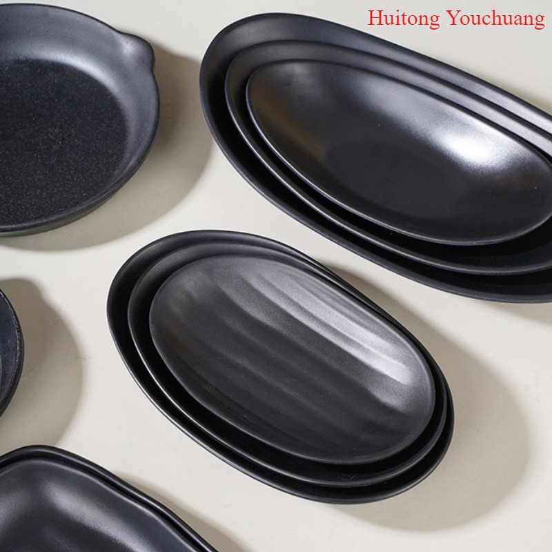 Kitchen Gadgets Needed - 1PC Multifunctional tray Oval frosted black